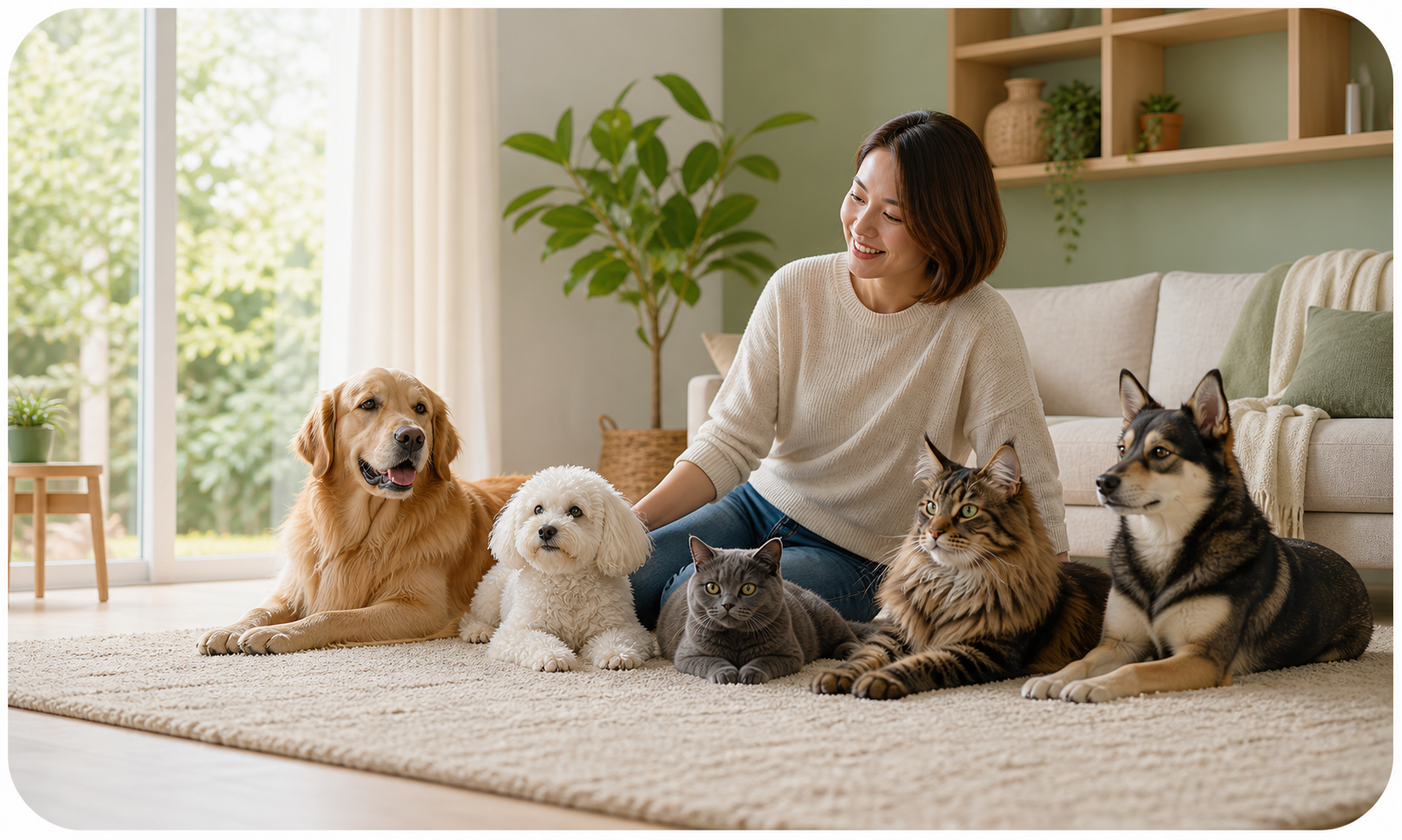 Different dogs and cats showing pet matching choices